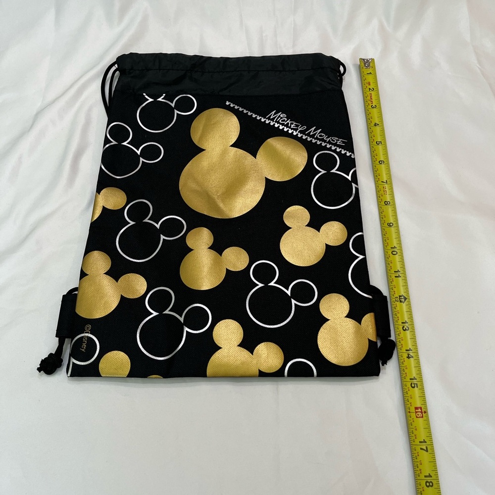Disney Mickey Mouse Black and Gold Drawstring Bag